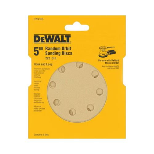 Dewalt DW4306 5 220 Grit Random Orbit Sanding Discs Dewalt Accessories Dewalt DW4306 5 220 Grit Random Orbit Sanding Discs Dewalt Accessories